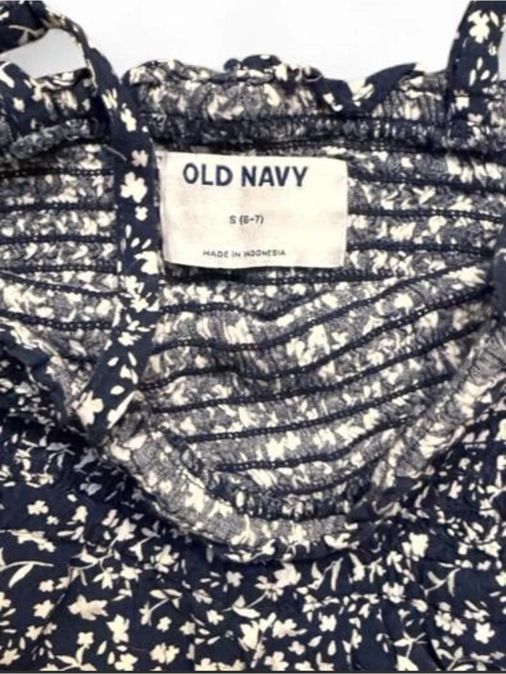 Old Navy Navy Floral Smocked Romper with Cream Print
